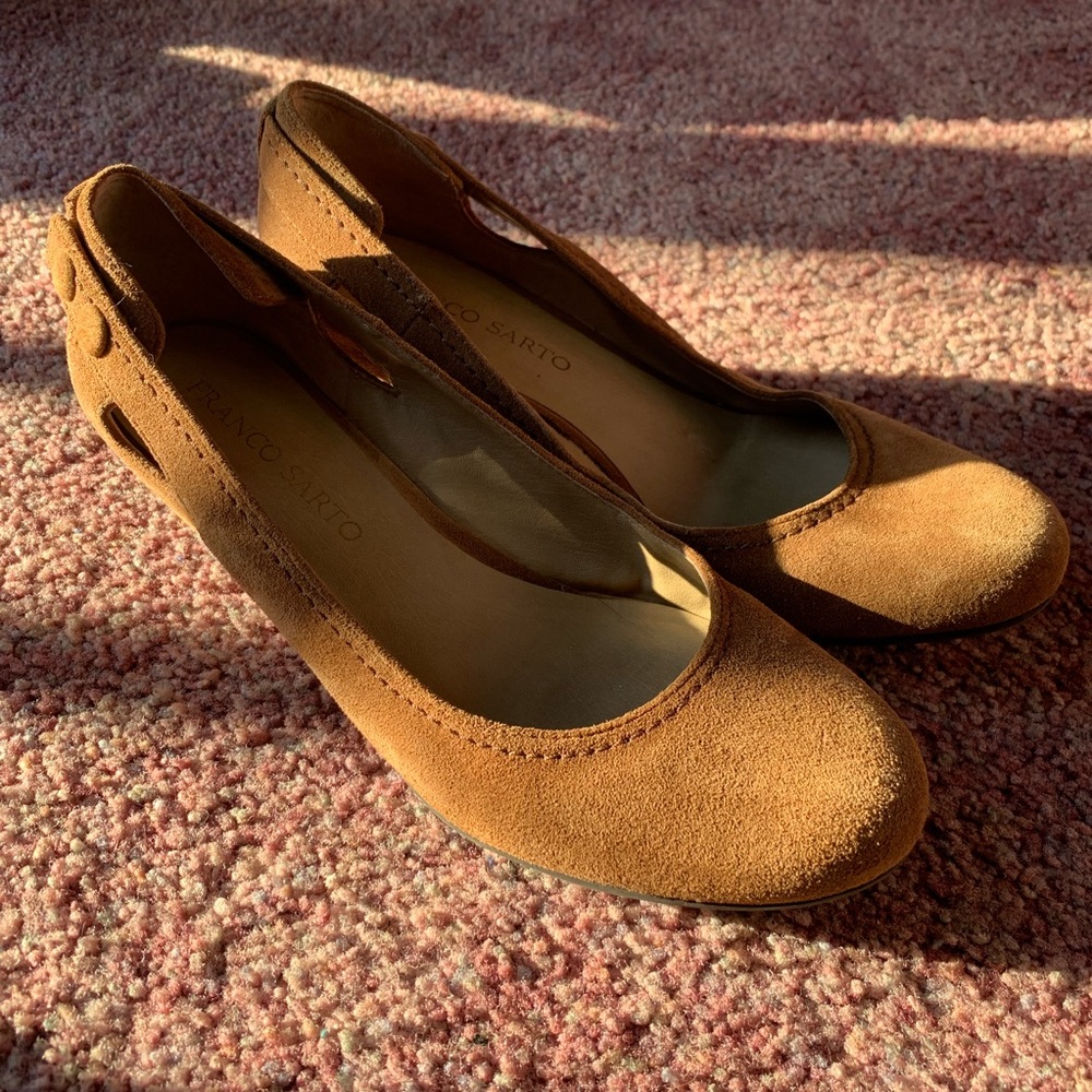 Franco Sarto Light Brown Suede Wedge Shoes Size 8